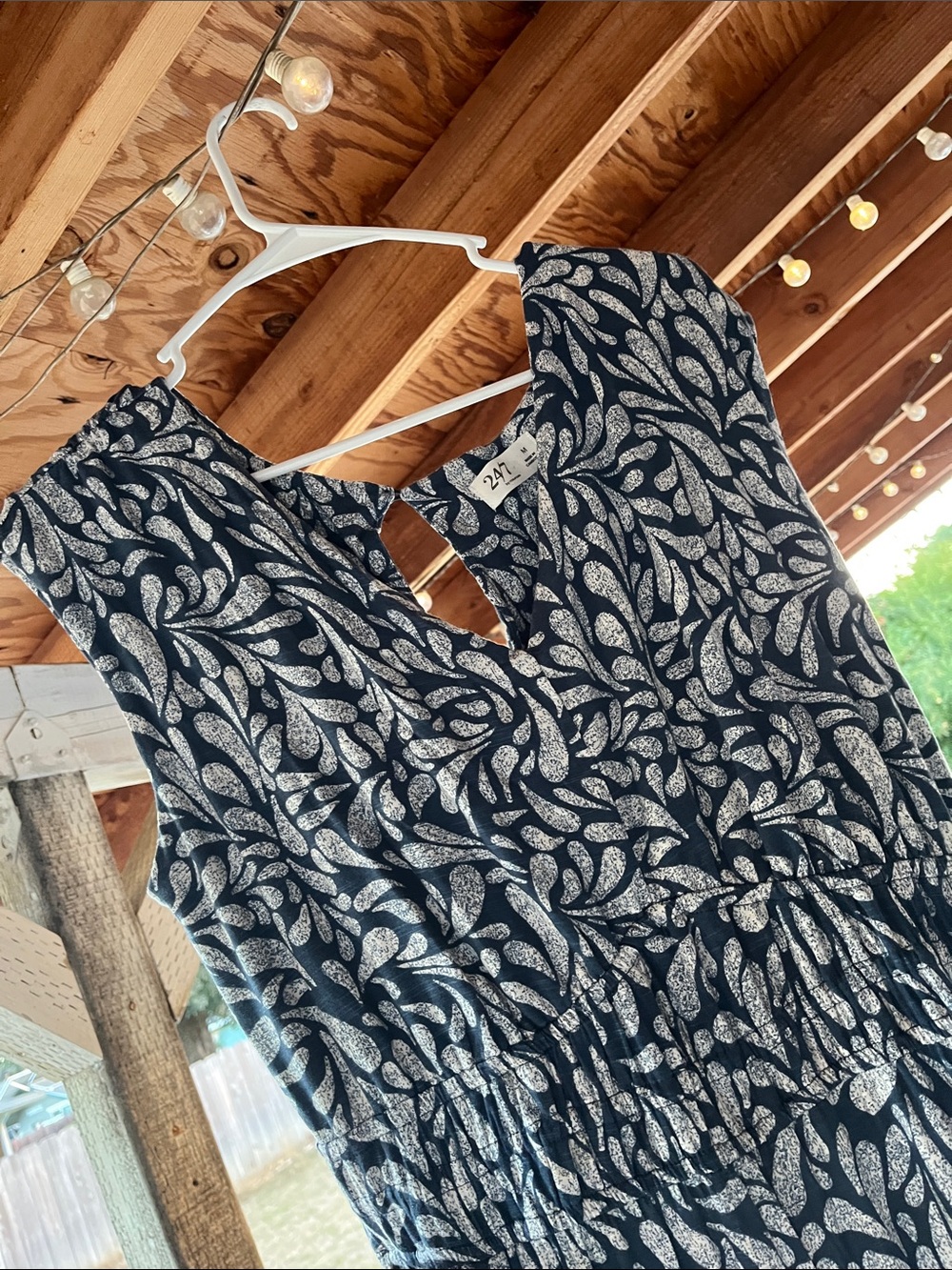 Blue Leaf-Print jumpsuit